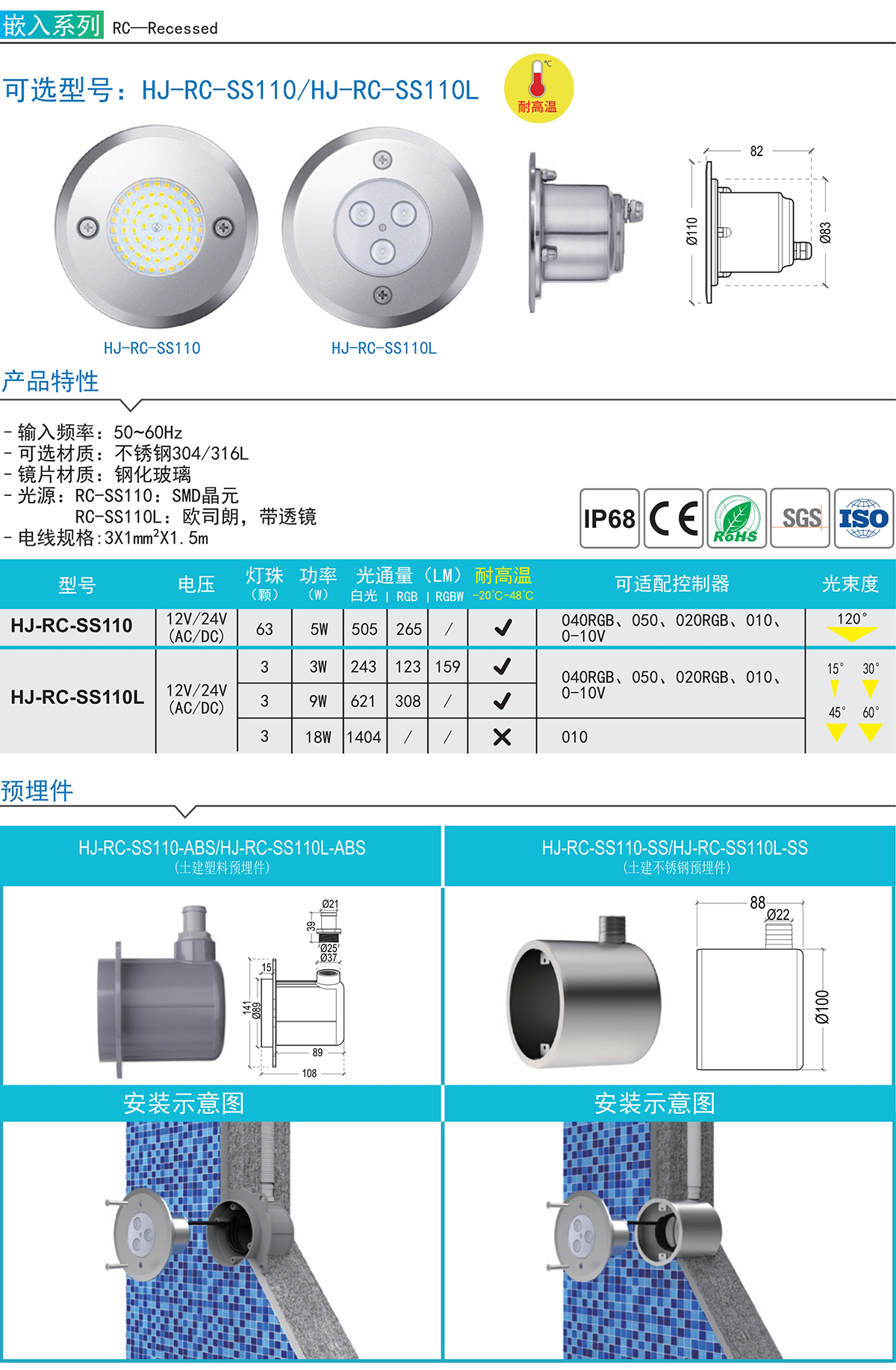 埋地溫泉燈高溫池防水燈SPA桑拿燈