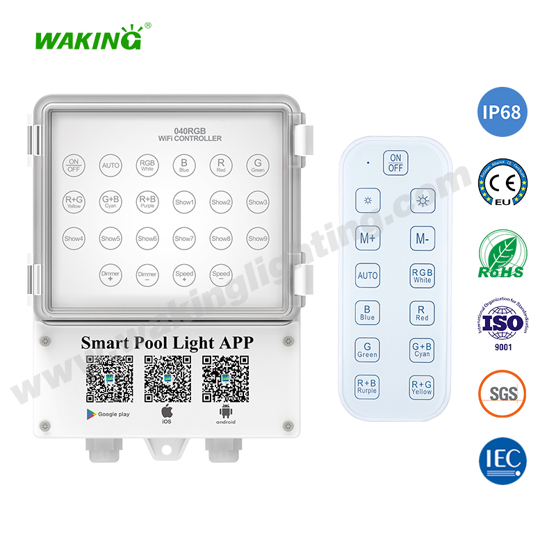 HJ040 LED燈具控制器RGB七彩水下燈光同步控制器泳池燈水底燈遙控器