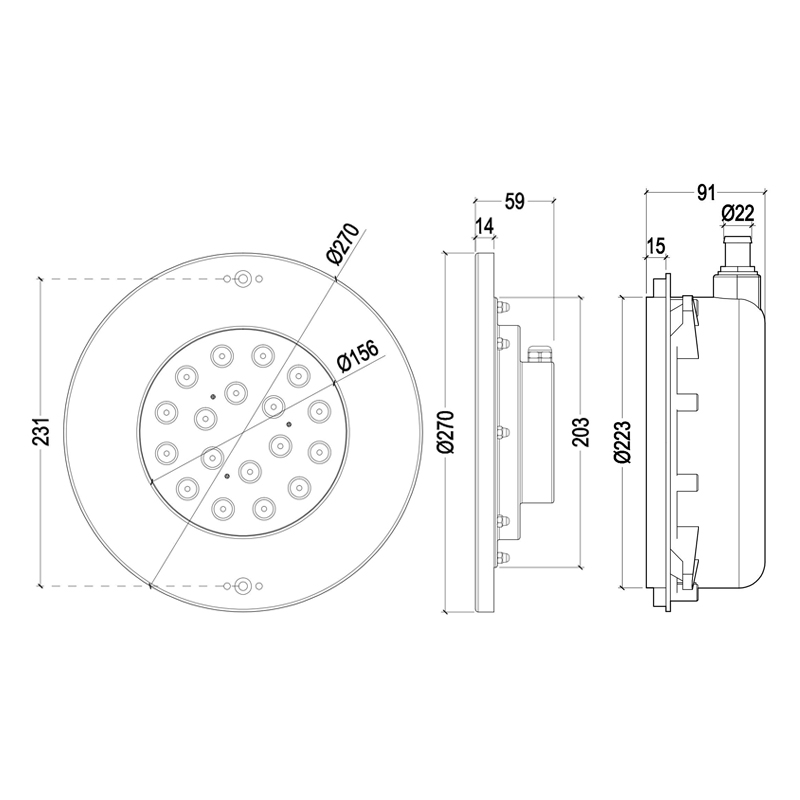 RC-SS270L-ABS 暗裝水底燈嵌入式不銹鋼LED游泳池燈